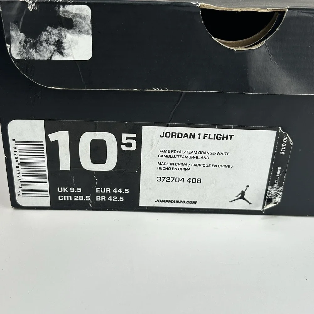 Nike Air Jordan 1 Flight Mid Sneaker Men 10.5 Blue Orange White Basketball Retro